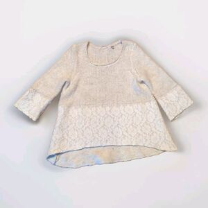 Anthropologie Knitted & Knotted Sweater Womens Medium Ivory Felted Lace Wool